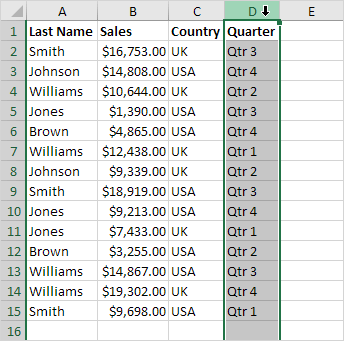 Move Columns in Excel