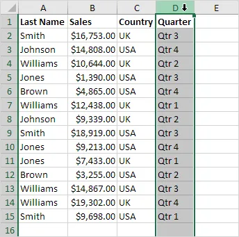 Move Columns in Excel