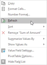 Update a Pivot Table in Excel